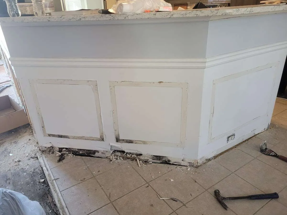 Water damage and mold on kitchen during Sewage Cleanup & Sanitation in Bonita Springs